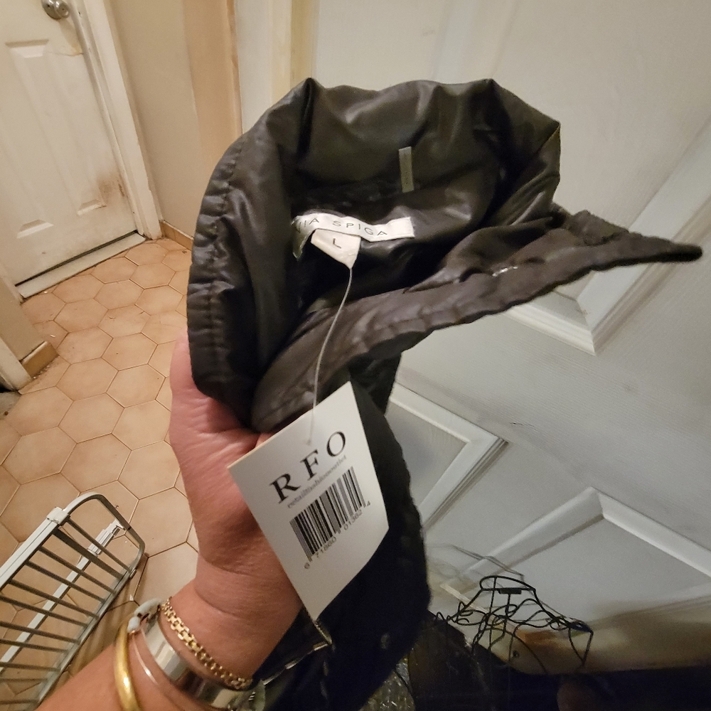 NWT Via Spiga Packable Coat Large Black - Picture 4 of 4